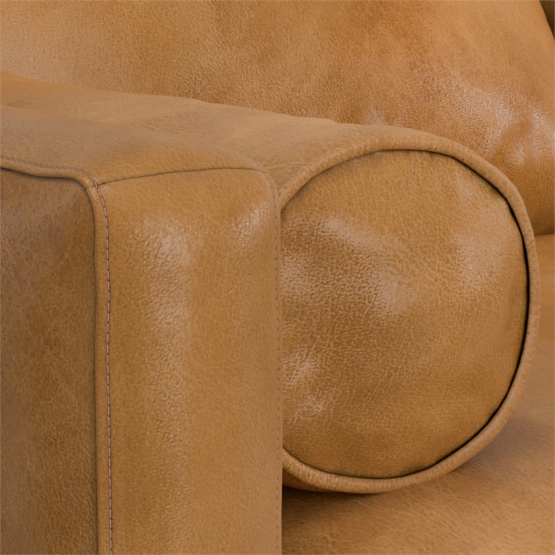 Pemberly Row Mid-Century Modern 72 inch Wide Sofa in Sienna Genuine Leather