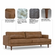 Pemberly Row Mid-Century 90inch Wide Sofa in Caramel Brown Genuine Leather