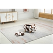 Pemberly Row Adorable Cow Traditional Fur Fabric & Wood Ottoman in Brown/White