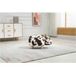Pemberly Row Adorable Cow Traditional Fur Fabric & Wood Ottoman in Brown/White