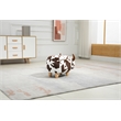 Pemberly Row Adorable Cow Traditional Fur Fabric & Wood Ottoman in Brown/White