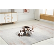 Pemberly Row Adorable Cow Traditional Fur Fabric & Wood Ottoman in Brown/White