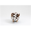 Pemberly Row Adorable Cow Traditional Fur Fabric & Wood Ottoman in Brown/White