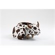 Pemberly Row Adorable Cow Traditional Fur Fabric & Wood Ottoman in Brown/White