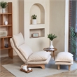 Pemberly Row Foldable Metal & Fabric Sofa Reclining Chair in White