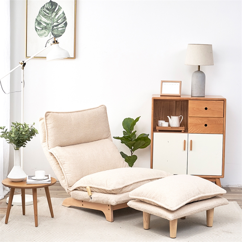 Pemberly Row Foldable Metal & Fabric Sofa Reclining Chair in White