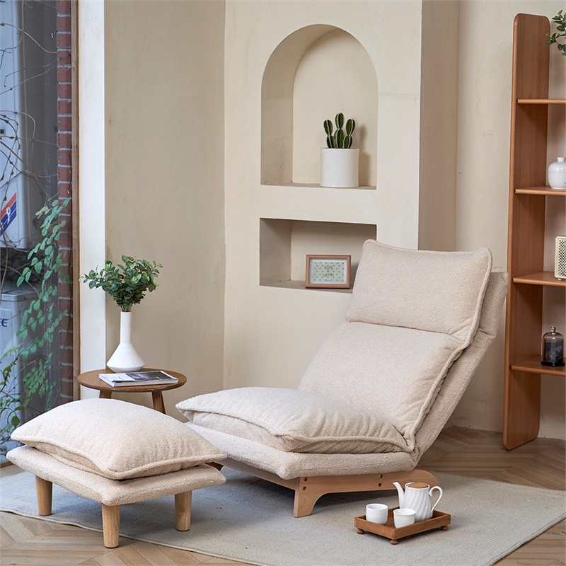 Pemberly Row Foldable Metal & Fabric Sofa Reclining Chair in White
