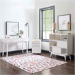 Pemberly Row Bookcase 3 Open Shelves 2 Sliding Door Panels in White