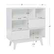 Pemberly Row Bookcase 3 Open Shelves 2 Sliding Door Panels in White