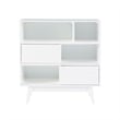 Pemberly Row Bookcase 3 Open Shelves 2 Sliding Door Panels in White