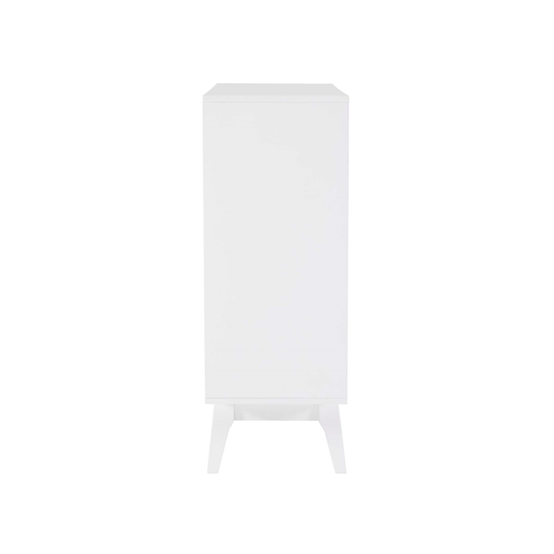 Pemberly Row Bookcase 3 Open Shelves 2 Sliding Door Panels in White