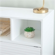 Pemberly Row Bookcase 3 Open Shelves 2 Sliding Door Panels in White