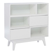 Pemberly Row Bookcase 3 Open Shelves 2 Sliding Door Panels in White