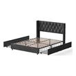 Pemberly Row 4-Drawer Velvet Queen Size Platform Bed in Black