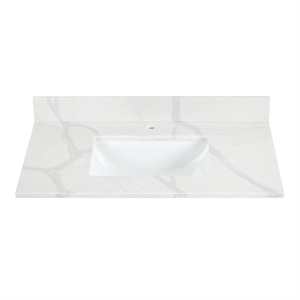 Pemberly Row 36&quot Contemporary Stone Vanity Top in Calacatta White