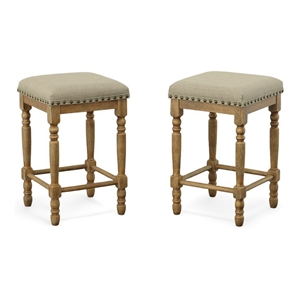 Pemberly Row Deluxe 26&quot Wood Stool in Honey Brown (Set of 2)