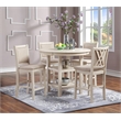 Pemberly Row 5PC Round Wood Counter Set with 4 Chairs in Bisque Beige