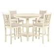 Pemberly Row 5PC Round Wood Counter Set with 4 Chairs in Bisque Beige