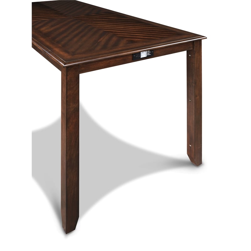 Pemberly Row 5-Piece Rectangle Wood & Fabric Counter Set in Cherry