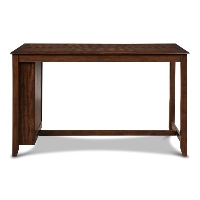 Pemberly Row 5-Piece Rectangle Wood & Fabric Counter Set in Cherry