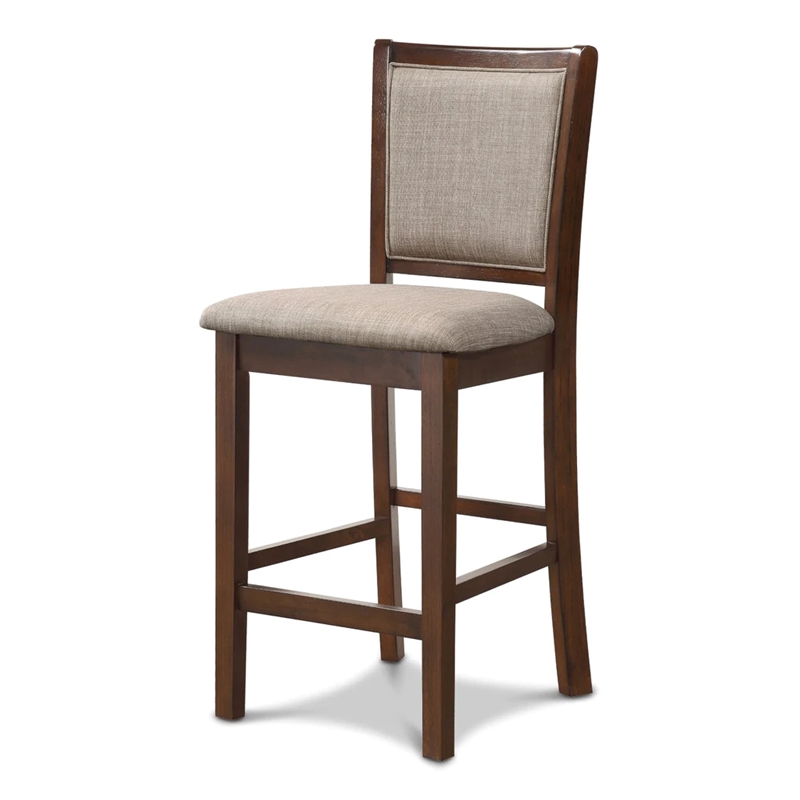 Pemberly Row 5-Piece Rectangle Wood & Fabric Counter Set in Cherry