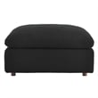 Pemberly Row Upholstered Boucle Fabric & Solid Wood Ottoman in Black