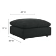 Pemberly Row Upholstered Boucle Fabric & Solid Wood Ottoman in Black