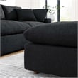 Pemberly Row Upholstered Boucle Fabric & Solid Wood Ottoman in Black