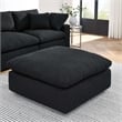 Pemberly Row Upholstered Boucle Fabric & Solid Wood Ottoman in Black
