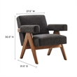 Pemberly Row Upholstered Modern Heathered Fabric Armchair in Dark Gray