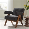 Pemberly Row Upholstered Modern Heathered Fabric Armchair in Dark Gray