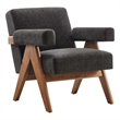 Pemberly Row Upholstered Modern Heathered Fabric Armchair in Dark Gray