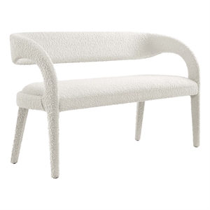Pemberly Row 20&quot Upholstered Boucle Fabric Accent Bench in Ivory