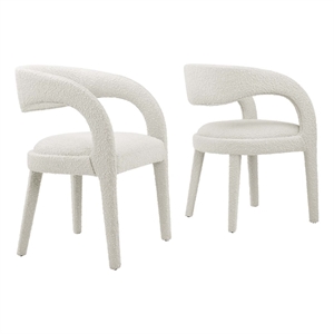Pemberly Row 20&quot Upholstered Fabric Dining Chair in Ivory (Set of 2)