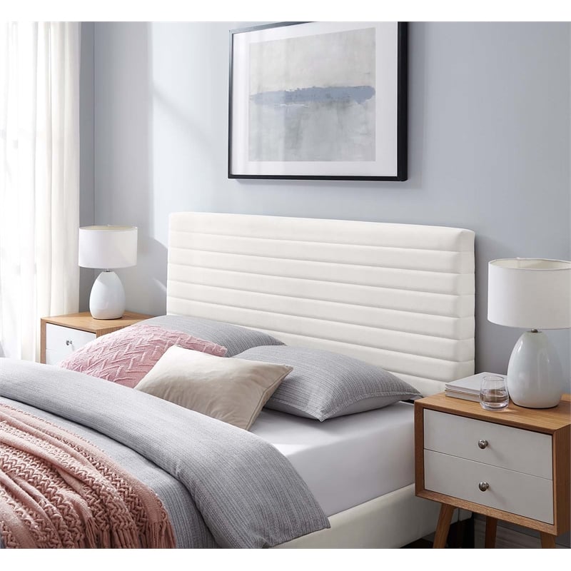 Pemberly Row Upholstered Wood King/California King Headboard in White