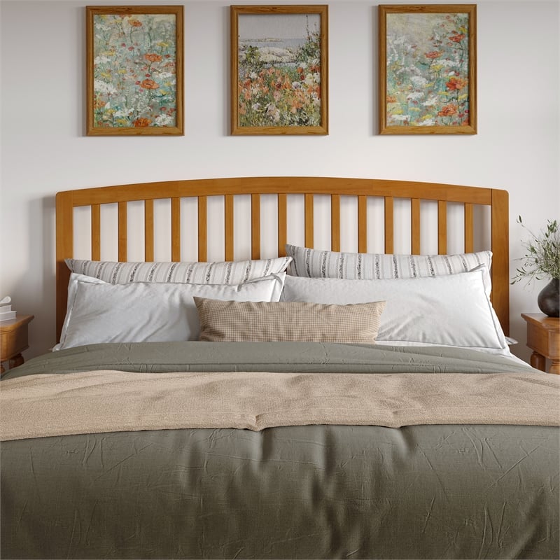 Pemberly Row Richmond King Wood Headboard in Light Toffee