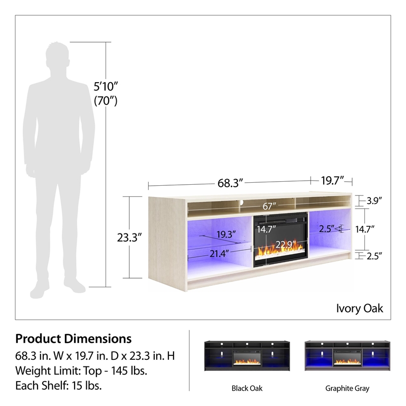 Pemberly Row Fireplace TV Stand - TVs up to 75
