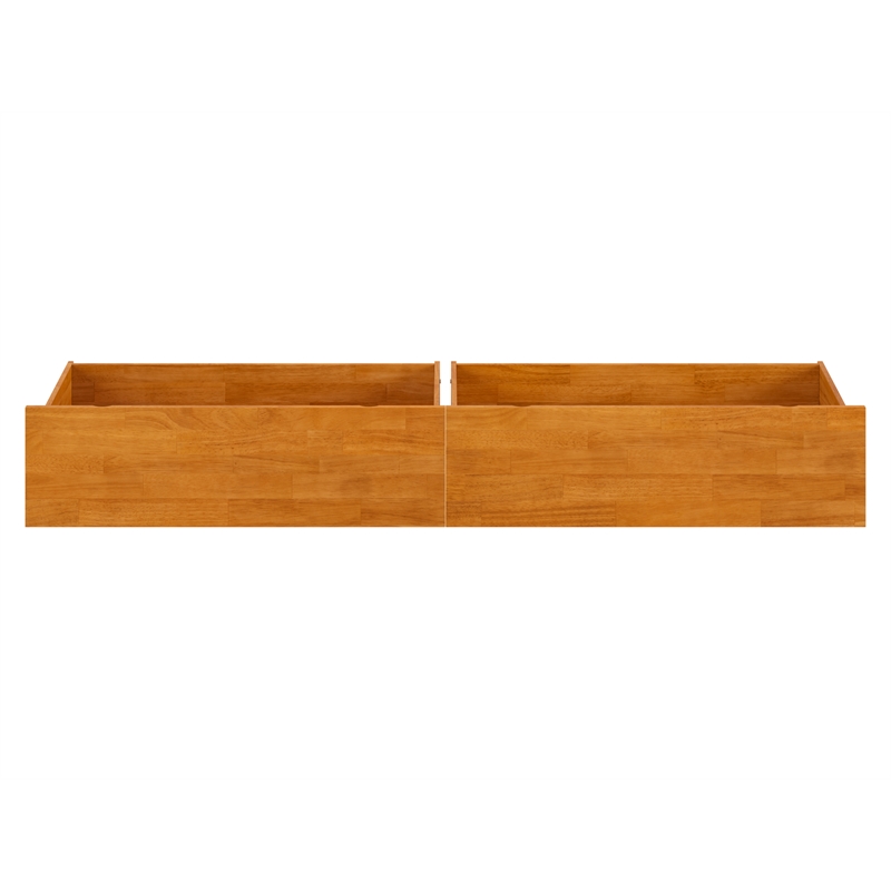 Pemberly Row Queen/King/Twin XL Urban Solid Wood Bed Drawers in Light Toffee