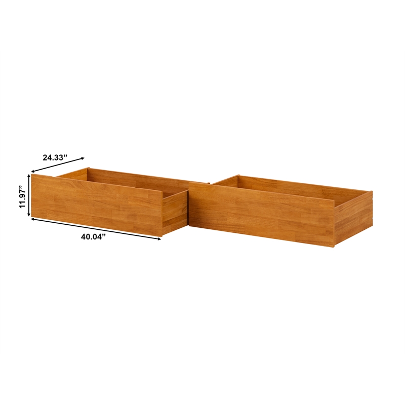 Pemberly Row Queen/King/Twin XL Urban Solid Wood Bed Drawers in Light Toffee