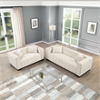 Pemberly Row 3-PC Living Room Furniture Velvet Sofa+Loveseat+Armchair Set-Beige