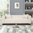 Pemberly Row 3-PC Living Room Furniture Velvet Sofa+Loveseat+Armchair Set-Beige