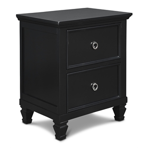 Pemberly Row Contemporary Solid Wood 2-Drawer Nightstand in Black