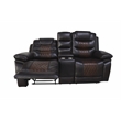 Pemberly Row Leather Console Loveseat with Power Footrest in Brown