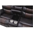 Pemberly Row Leather Console Loveseat with Power Footrest in Brown