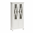 Pemberly Row Modern Tall Accent Cabinet with Glass Doors in White