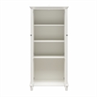 Pemberly Row Modern Tall Accent Cabinet with Glass Doors in White