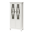 Pemberly Row Modern Tall Accent Cabinet with Glass Doors in White