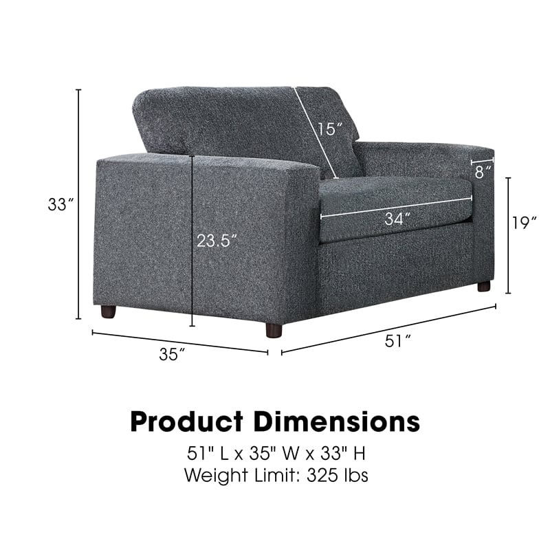 Pemberly Row Modern Polyester Fabric Cuddle Chair in Ash Gray