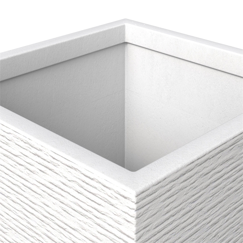 Pemberly Row Fiberstone and MGO Clay Tall Square Planter White 31