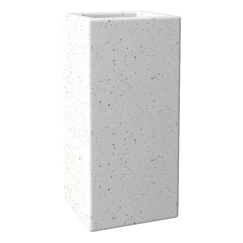 Pemberly Row Fiberstone and MGO Clay Tall Square Planter Dotted White 24
